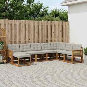 vidaXL Set de canapele de exterior 8 pcs Natural și gri deschis imagine