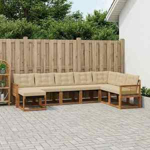 vidaXL Set de canapele de exterior cu pernă 8 pcs Natural și Bej imagine