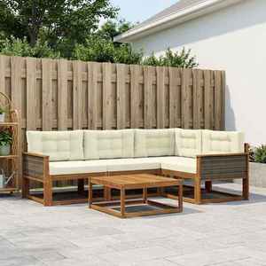 vidaXL Set de canapele de exterior cu pernă 5 pcs Natural și Crem imagine