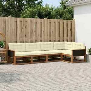 vidaXL Set de canapele de exterior cu pernă 5 pcs Natural și Crem imagine