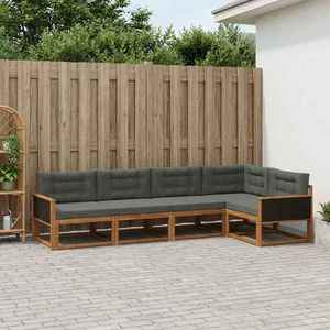 vidaXL Set de canapele de exterior cu pernă 5 pcs Natural și Antracit imagine