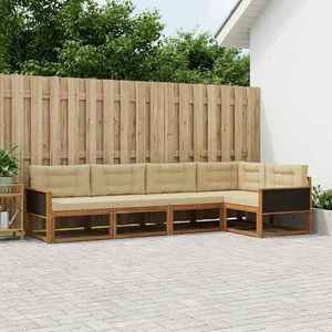 vidaXL Set de canapele de exterior cu pernă 5 pcs Natural și Bej imagine