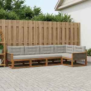 vidaXL Set de canapele de exterior 5 pcs Natural și Gri deschis imagine