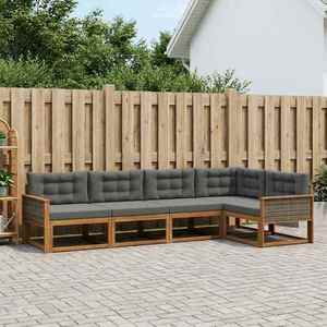 vidaXL Set de canapele de exterior cu pernă 5 pcs Natural și Antracit imagine