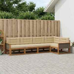 vidaXL Set de canapele de exterior cu pernă 5 pcs Natural și Bej imagine