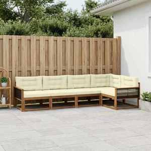 vidaXL Set de canapele de exterior cu pernă 5 pcs Natural și Crem imagine