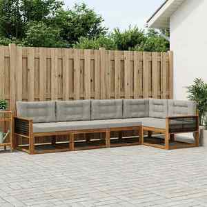 vidaXL Set de canapele de exterior 5 pcs Natural și Gri deschis imagine