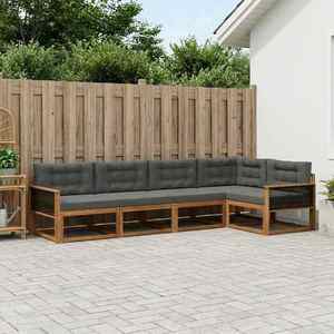 vidaXL Set de canapele de exterior cu pernă 5 pcs Natural și Antracit imagine