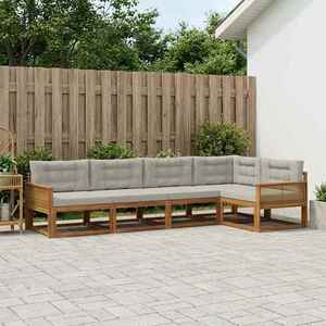 vidaXL Set de canapele de exterior 5 pcs Natural și Gri deschis imagine