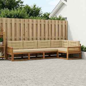 vidaXL Set de canapele de exterior cu pernă 5 pcs Natural și Bej imagine