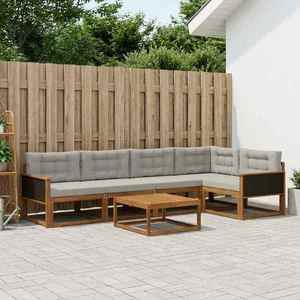 vidaXL Set de canapele de exterior 6 pcs Natural și Gri deschis imagine