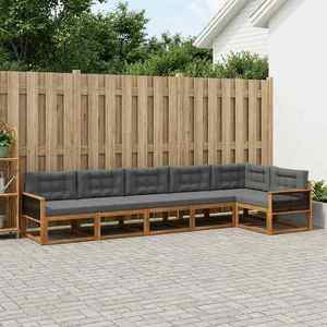vidaXL Set de canapele de exterior cu pernă 6 pcs Natural și Antracit imagine