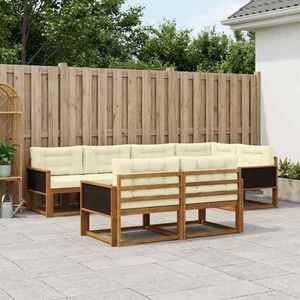 vidaXL Set de canapele de exterior cu pernă 7 pcs Natural și Crem imagine