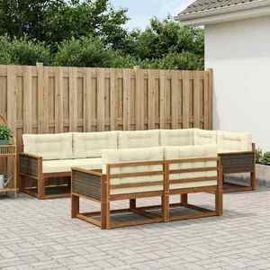 vidaXL Set de canapele de exterior cu pernă 7 pcs Natural și Crem imagine