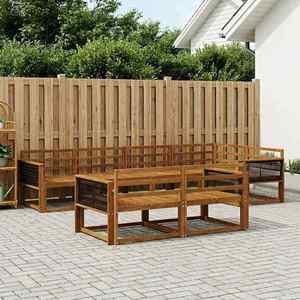 vidaXL Set de canapele de exterior 7 pcs natural Lemn Solid de Acacia imagine