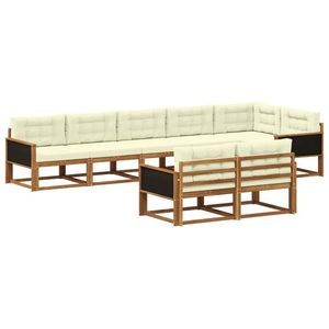 vidaXL Set de canapele de exterior cu pernă 8 pcs Natural și Crem imagine