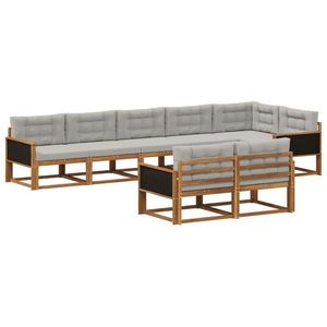 vidaXL Set de canapele de exterior 8 pcs Natural și Gri deschis imagine