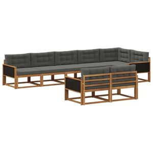 vidaXL Set de canapele de exterior cu pernă 8 pcs Natural și Antracit imagine