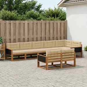 vidaXL Set de canapele de exterior cu pernă 8 pcs Natural și Bej imagine