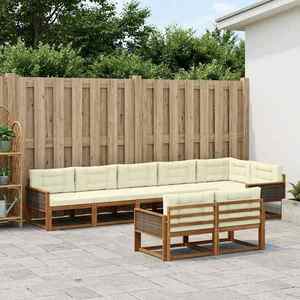 vidaXL Set de canapele de exterior cu pernă 8 pcs Natural și Crem imagine