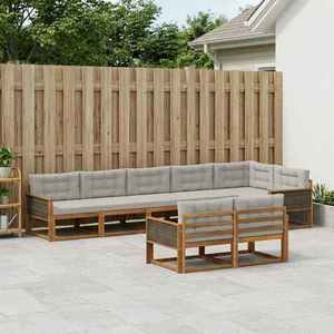 vidaXL Set de canapele de exterior 8 pcs Natural și Gri deschis imagine