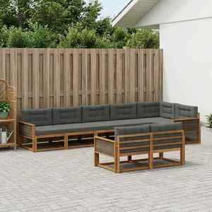 vidaXL Set de canapele de exterior cu pernă 8 pcs Natural și Antracit imagine