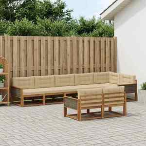 vidaXL Set de canapele de exterior cu pernă 8 pcs Natural și Bej imagine