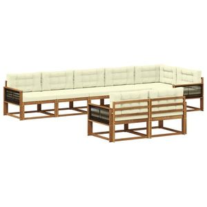 vidaXL Set de canapele de exterior cu pernă 8 pcs Natural și Crem imagine
