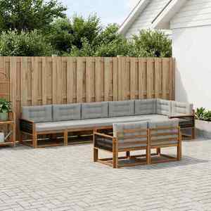 vidaXL Set de canapele de exterior 8 pcs Natural și Gri deschis imagine