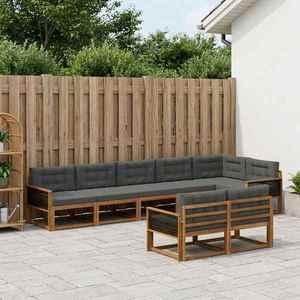 vidaXL Set de canapele de exterior cu pernă 8 pcs Natural și Antracit imagine