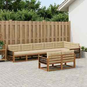vidaXL Set de canapele de exterior cu pernă 8 pcs Natural și Bej imagine
