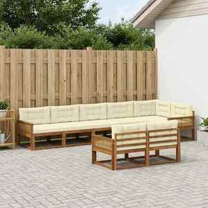 vidaXL Set de canapele de exterior cu pernă 8 pcs Natural și Crem imagine