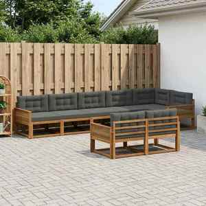 vidaXL Set de canapele de exterior cu pernă 8 pcs Natural și Antracit imagine