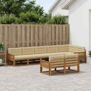 vidaXL Set de canapele de exterior cu pernă 8 pcs Natural și Bej imagine