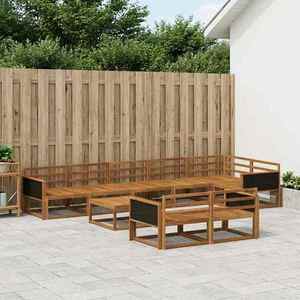 vidaXL Set de canapele de exterior 9 pcs natural Lemn Solid de Acacia imagine