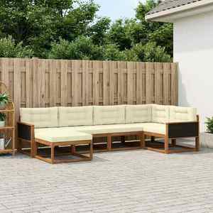 vidaXL Set de canapele de exterior cu pernă 6 pcs Natural și Crem imagine