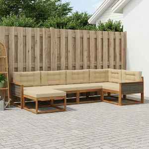 vidaXL Set de canapele de exterior cu pernă 6 pcs Natural și Bej imagine