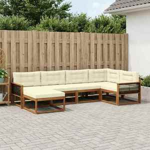 vidaXL Set de canapele de exterior cu pernă 6 pcs Natural și Crem imagine