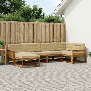 vidaXL Set de canapele de exterior cu pernă 6 pcs Natural și Bej imagine