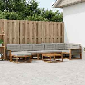 vidaXL Set de canapele de exterior 8 pcs Natural și gri deschis imagine