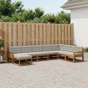 vidaXL Set de canapele de exterior 8 pcs Natural și gri deschis imagine