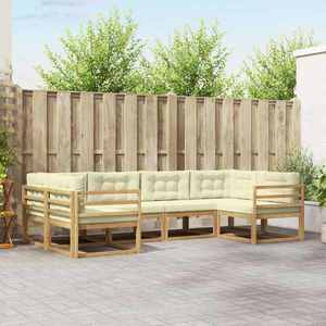 vidaXL Set de canapele de exterior cu pernă 6 pcs Alb și crem imagine