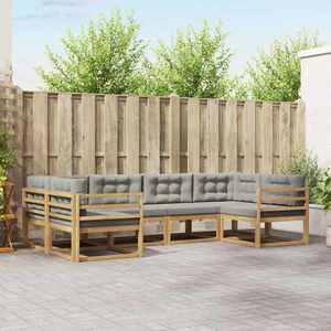 vidaXL Set de canapele de exterior cu pernă 6 pcs Alb și gri deschis imagine