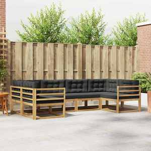 vidaXL Set de canapele de exterior cu pernă 6 pcs Alb și antracit imagine