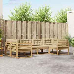 vidaXL Set de canapele de exterior cu pernă 6 pcs Alb și Bej imagine