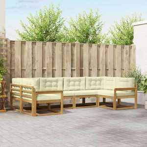vidaXL Set de canapele de exterior cu pernă 6 pcs Alb și crem imagine