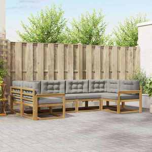 vidaXL Set de canapele de exterior cu pernă 6 pcs Alb și gri deschis imagine