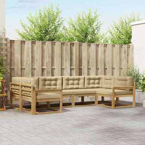 vidaXL Set de canapele de exterior cu pernă 6 pcs Alb și Bej imagine