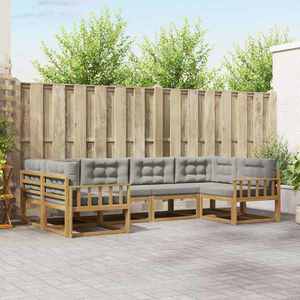 vidaXL Set de canapele de exterior cu pernă 6 pcs Alb și gri deschis imagine