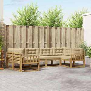 vidaXL Set de canapele de exterior cu pernă 6 pcs Alb și Bej imagine